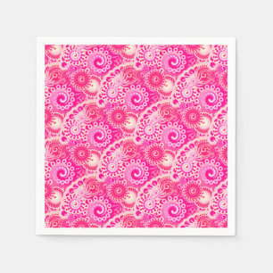 Servilleta De Papel Patrón de giro fractal, tonos fucsia rosados