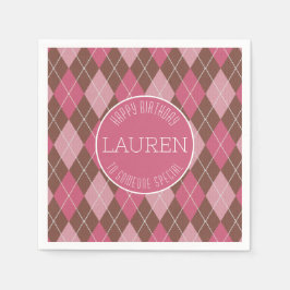 Servilleta De Papel Patrón de golf Argyle - Golfer elegante rosa / mar