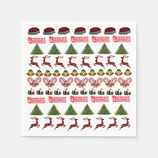 Servilleta De Papel Patrón de golosinas de Navidad de reno, (Anverso)