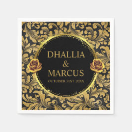 Servilleta De Papel Patrón De Gótico Negro Y Oro