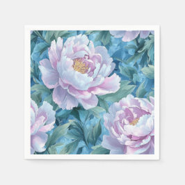 Servilleta De Papel Patrón de Gouache para Pastel Artístico Peonies