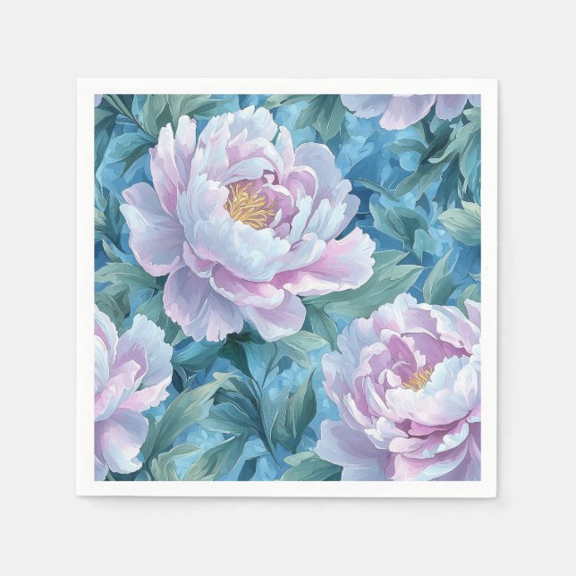Servilleta De Papel Patrón de Gouache para Pastel Artístico Peonies (Anverso)