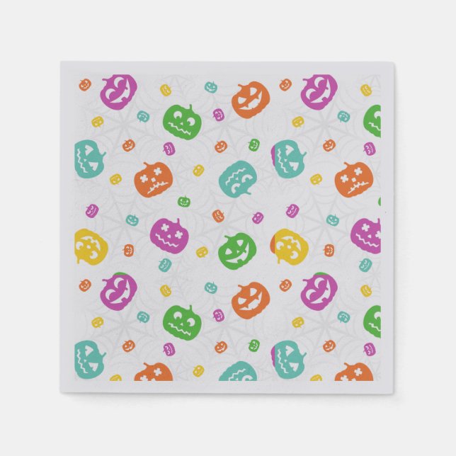 Servilleta De Papel Patrón de Halloween de calabazas multicolor (Anverso)
