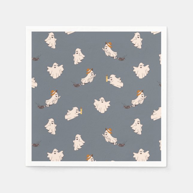 Servilleta De Papel Patrón de Halloween de fantasmas juguetones (Anverso)