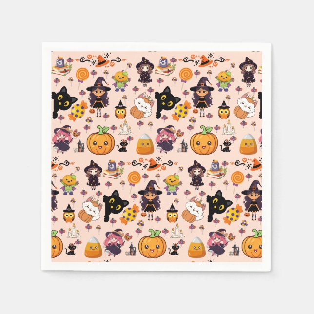Servilleta De Papel Patrón de Halloween Kawaii Funny Adorable (Anverso)