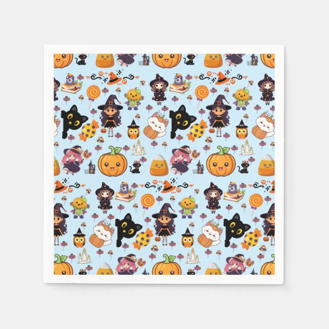 Servilleta De Papel Patrón de Halloween Kawaii Funny Adorable (Anverso)