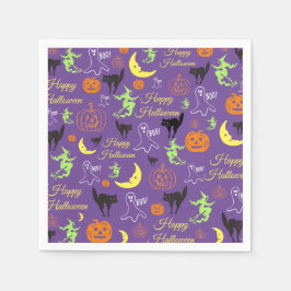 Servilleta De Papel Patrón de Halloween Morado