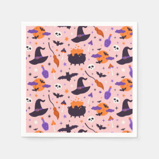 Servilleta De Papel Patrón de Halloween púrpura y rosa