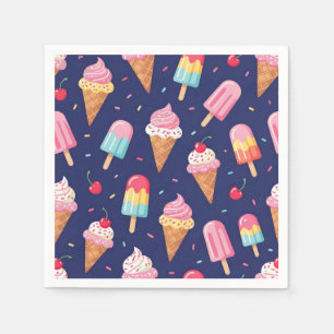 Servilleta De Papel Patrón de helado, paletas y cerezas