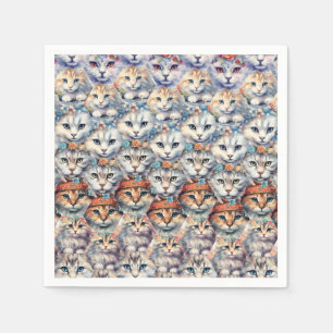 Servilleta De Papel Patrón de hexágono de caras de gato