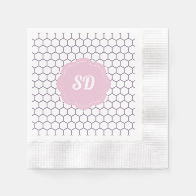 Servilleta De Papel Patrón de hexágono de panal de abeja rosa claro Mo (Anverso)