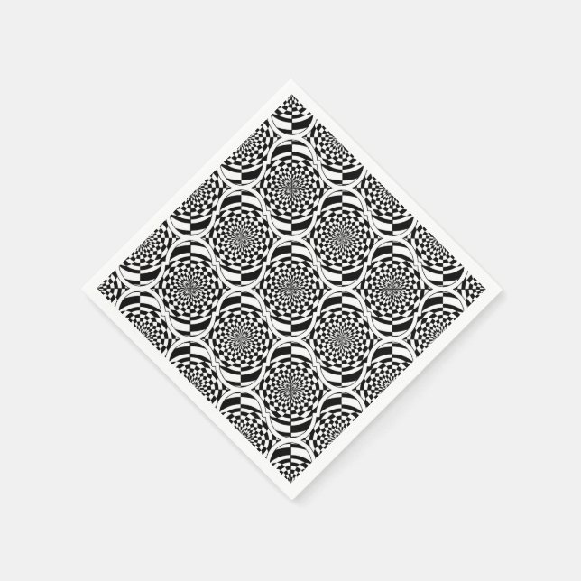 Servilleta De Papel Patrón de hipnosis blanco negro + tus ideas (Borde)