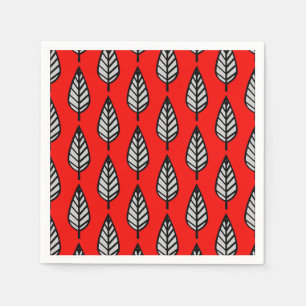 Servilleta De Papel Patrón de hoja de caldo - Rojo, negro y gris / gri