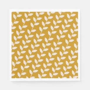 Servilleta De Papel Patrón de hoja retro de personalizado Mustard 70