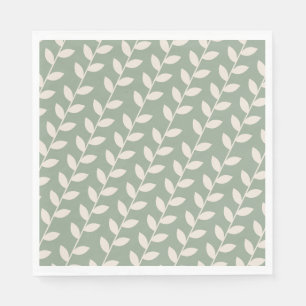 Servilleta De Papel Patrón de hoja retro de Sage Green 70