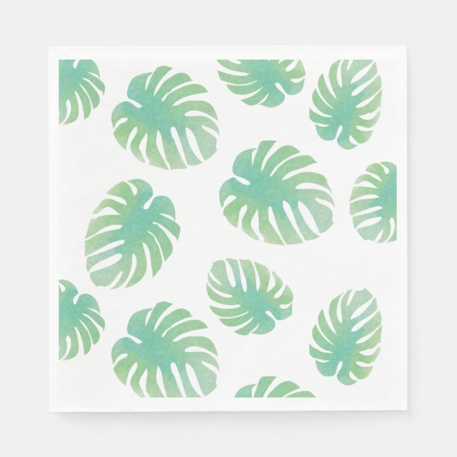 Servilleta De Papel Patrón de hoja tropical Monstera Verde (Anverso)