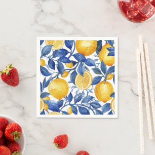Servilleta De Papel Patrón de hojas azules de Azulejo Lemons