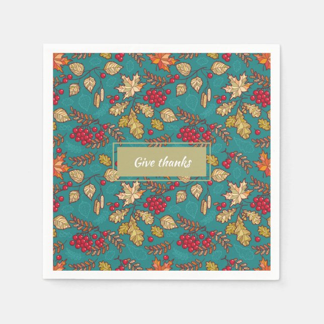 Servilleta De Papel Patrón de hojas de agradecimiento en Acción de Gra (Anverso)