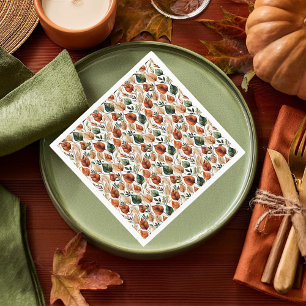 Servilleta De Papel Patrón de hojas de terracota y salvia de otoño
