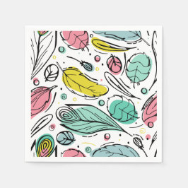 Servilleta De Papel Patrón de hojas sobre fondo blanco para el cumplea