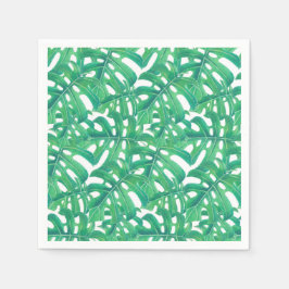Servilleta De Papel Patrón de hojas tropicales de monstera verde