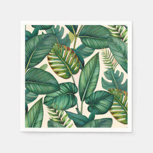 Servilleta De Papel Patrón de hojas tropicales de palm monstera verde