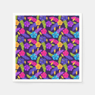 Servilleta De Papel Patrón de Hojas y Flores Tropicales-23857