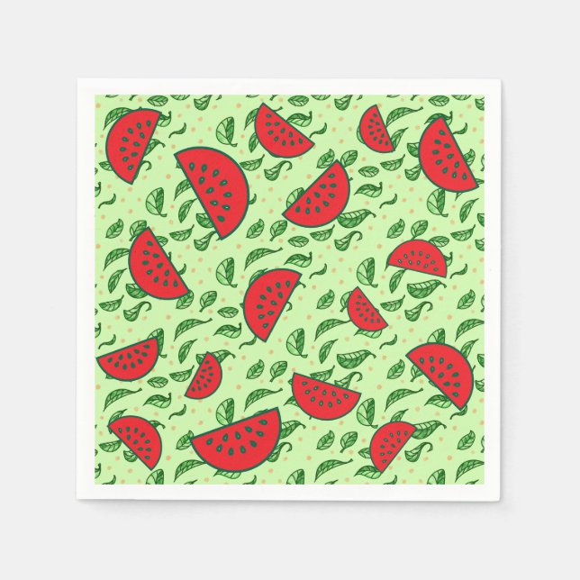 Servilleta De Papel Patrón de hojas y sandías (Anverso)