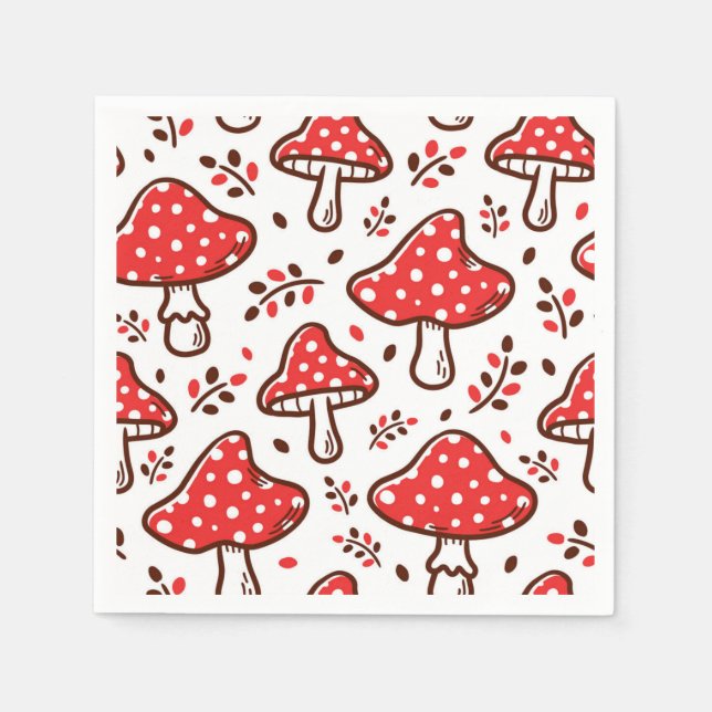 Servilleta De Papel Patrón de hongos (Anverso)