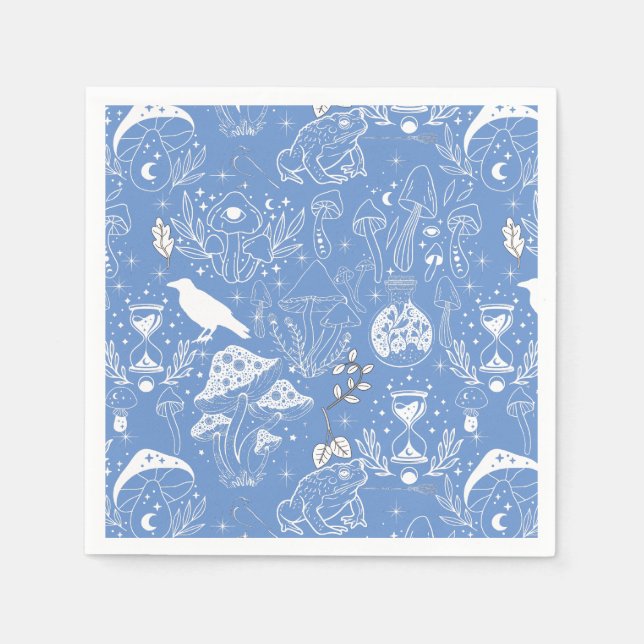 Servilleta De Papel Patrón de hongos psicodélicos 2D.BW.b (Anverso)