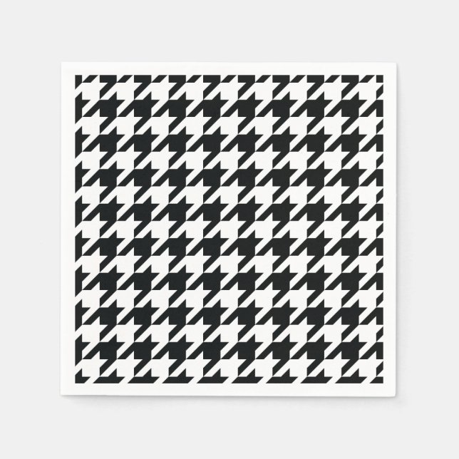 Servilleta De Papel Patrón de Houndstap Blanco negro (Anverso)