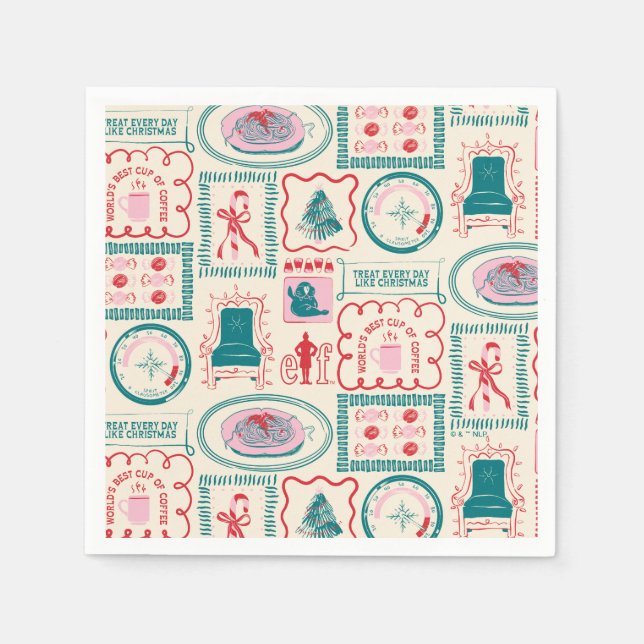 Servilleta De Papel Patrón de iconos de vacaciones de Elf (Anverso)