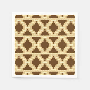 Servilleta De Papel Patrón de Ikat Aztec - Tan, marrón y crema