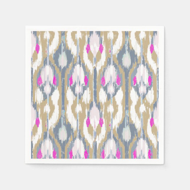 Servilleta De Papel Patrón de ikat geométrico tribal colorido (Anverso)