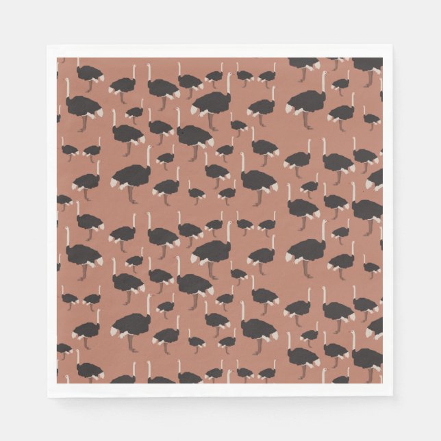 Servilleta De Papel Patrón de Ilustracion de aves de avestruz (Anverso)