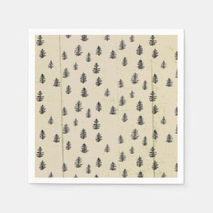 Servilleta De Papel Patrón de Ilustracion de montaña de árbol Rústico