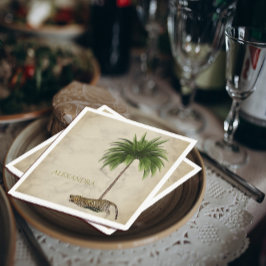 Servilleta De Papel Patrón de impresión Leopard Palm elegante Personal
