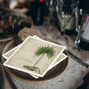 Servilleta De Papel Patrón de impresión Leopard Palm elegante Personal