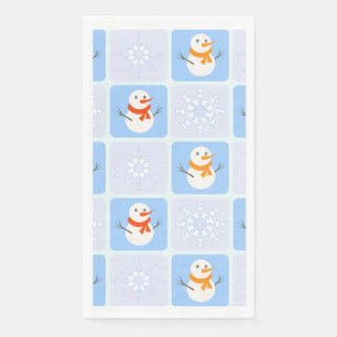Servilleta De Papel Patrón de invierno de snowman y copos de nieve