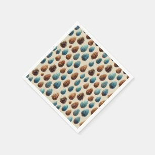 Servilleta De Papel Patrón de invierno Pinecone azul y marrón