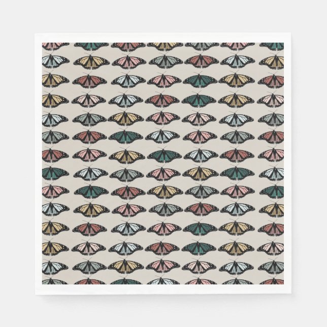 Servilleta De Papel Patrón de jardín de las mariposas neutrales modern (Anverso)