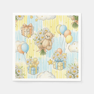 Servilleta De Papel Patrón de jardín de margaritas de osito de peluche