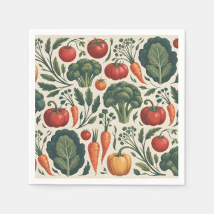 Servilleta De Papel Patrón de jardín de verduras botánicas vintage