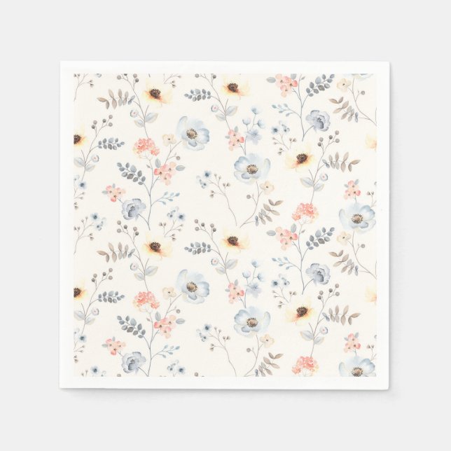Servilleta De Papel Patrón de jardín floral de la amapola (Anverso)