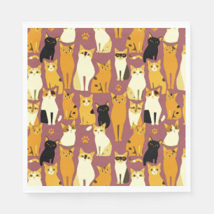 Servilleta De Papel Patrón de jengibre, gatos negros y blancos