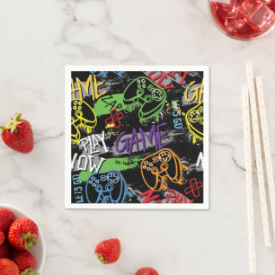 Servilleta De Papel Patrón de juego de grafiti de neón