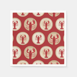 Servilleta De Papel Patrón de langosta rojo - Mariscos oceánicos náuti