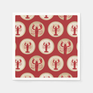 Servilleta De Papel Patrón de langosta rojo - Mariscos oceánicos náuti