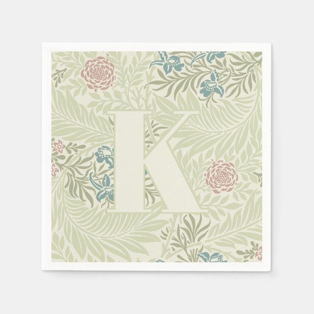 Servilleta De Papel Patrón de larkspur azul y rosa de William Morris V (Anverso)