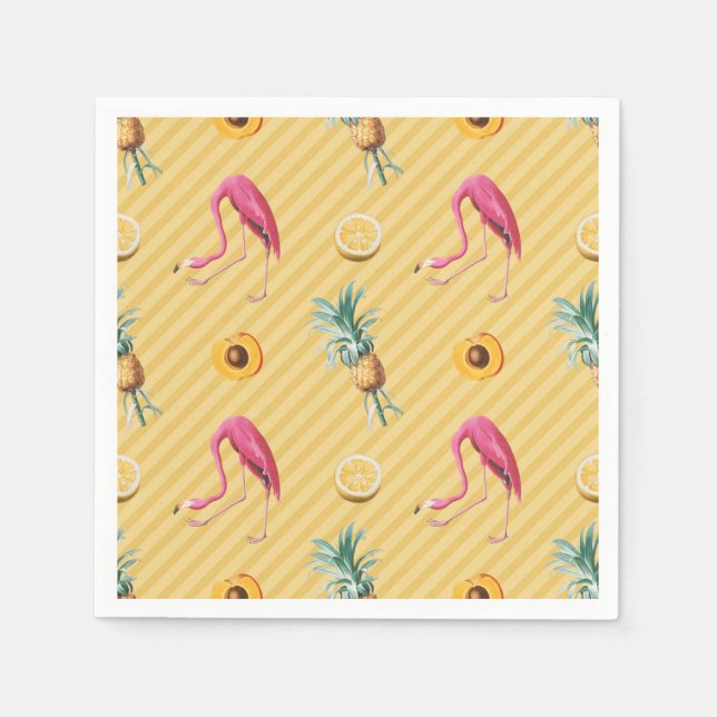 Servilleta De Papel Patrón de limón de mango amarillo Flamingo (Anverso)
